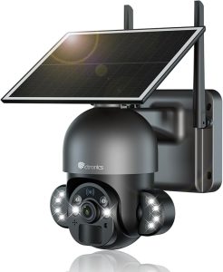 Ctronics Camera Surveillance WiFi Exterieure sans Fil 3K 5MP, Caméras de Surveillance Solaire 6W, Détection PIR et Humaine, 10 Projecteurs LED&Vision Nocturne en Couleur, FTP, Compatible PC/Téléphone