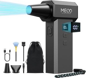MECO ELEVERDE Souffleur Air Comprimé, 220.000 TR/Min, 100 vitesses et Affichage LED Mini Soufflette Sans fil Puissant avec Batterie 8000mAh, Bombe Air Sec pour Nettoyage PC, Voiture, Clavier, Maison